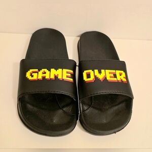 NEW Boy's‎ Game Over Slides Sandals Black & Yellow Size 13/1